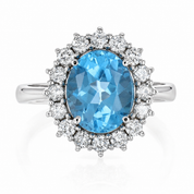 Anello - 14 carati Oro bianco - 3.93ct. tw. Topazio - Diamante - Made in Italy - HandMade