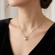 Collana - 18 carati Oro bianco, Oro giallo - 0.015ct. tw. Diamante (Naturale) - Perla - Perla Tahiti 14.30 mm