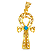 Ciondolo - 18 carati Oro giallo Turchese