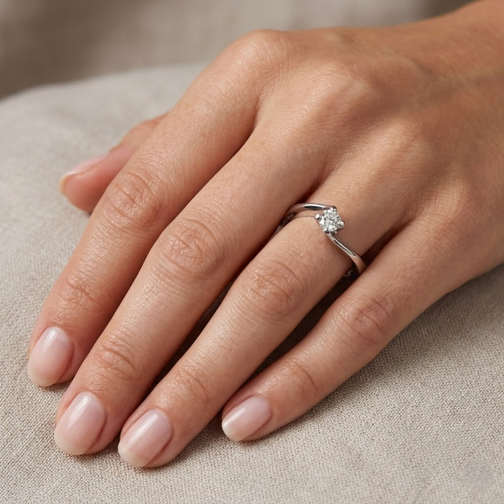 Anello - 18 carati Oro bianco - 0.09ct. tw. Diamante (Naturale)