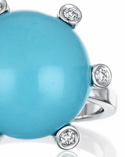 Anello - 18 carati Oro bianco - 10.09ct. tw. Turchese - Diamante