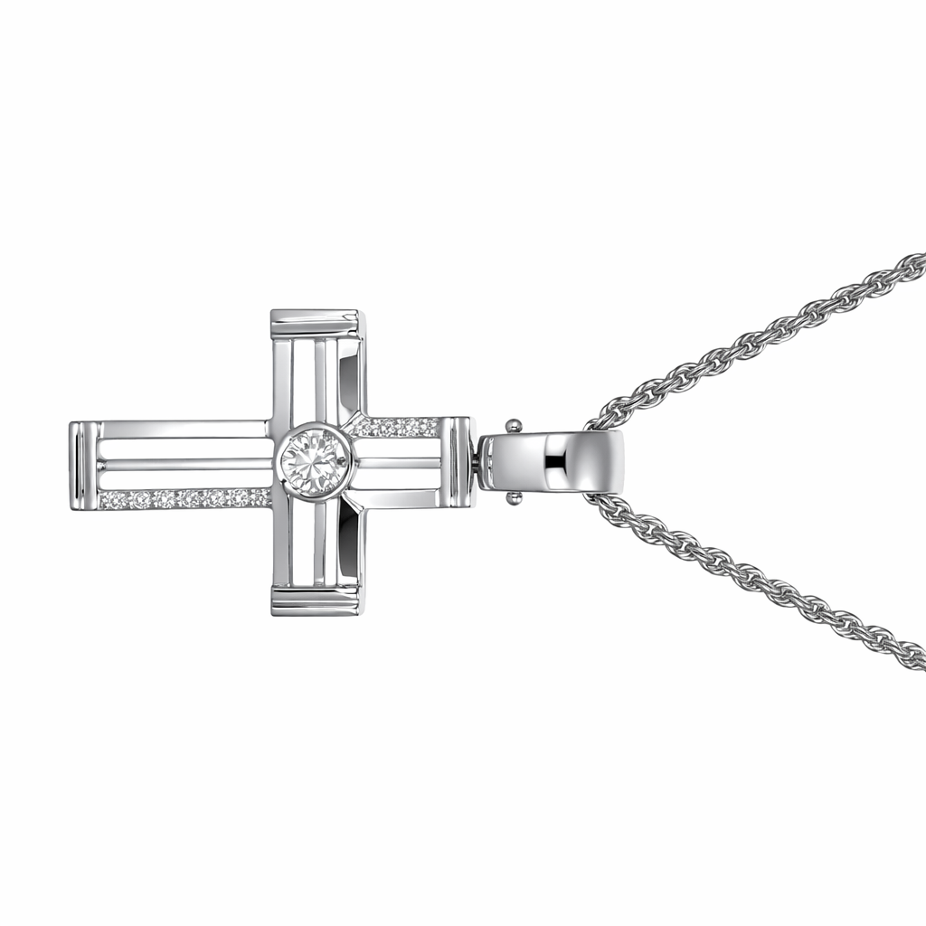 Collana con ciondolo - 18 carati Oro bianco - 0.125ct. tw. Diamante (Naturale)