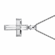 Collana con ciondolo - 18 carati Oro bianco - 0.125ct. tw. Diamante (Naturale)