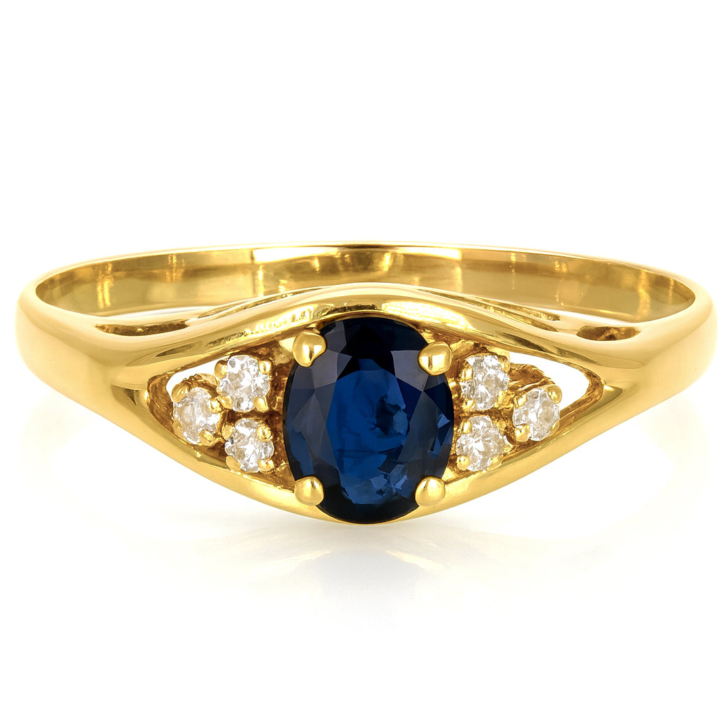 Anello - 18 carati Oro giallo - 0.75ct. tw. Zaffiro - Diamante