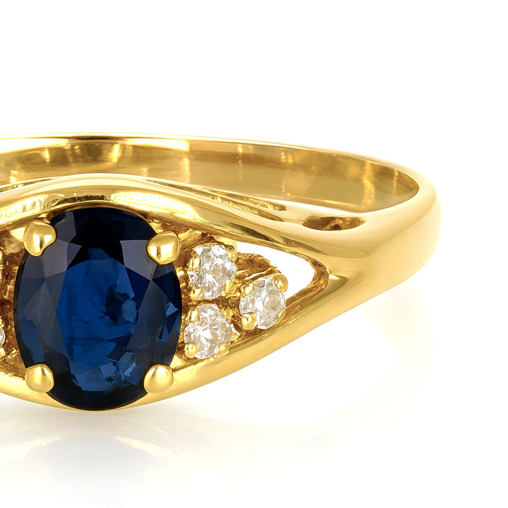 Anello - 18 carati Oro giallo - 0.75ct. tw. Zaffiro - Diamante