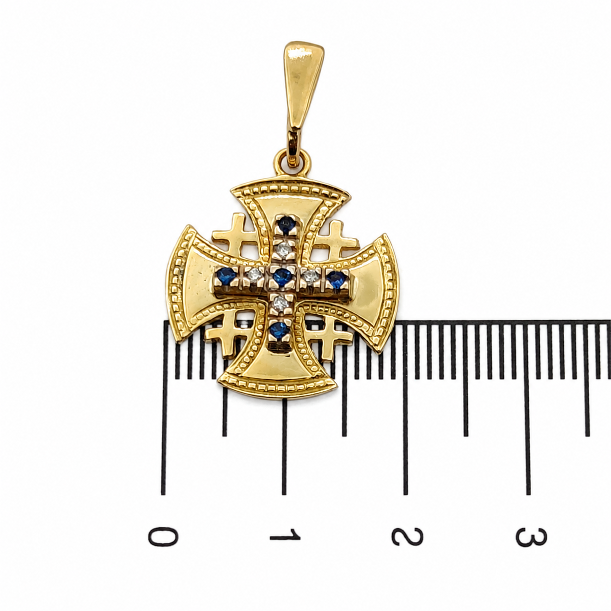 Ciondolo - 18 carati Oro giallo - 0.18ct. tw. Zaffiro - Diamante - Made in Italy - Handmade