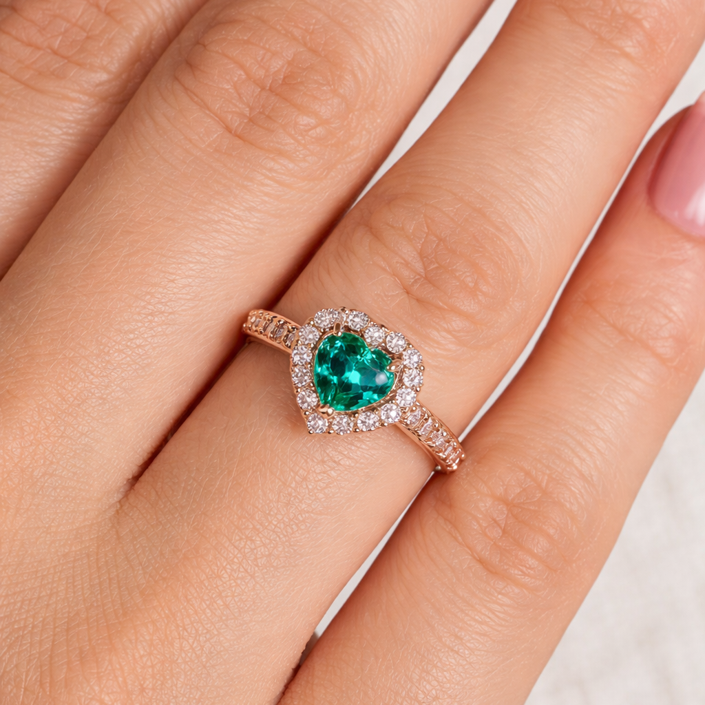 Anello - 18 carati Oro rosa - 1.62ct. tw. Smeraldo - Diamante