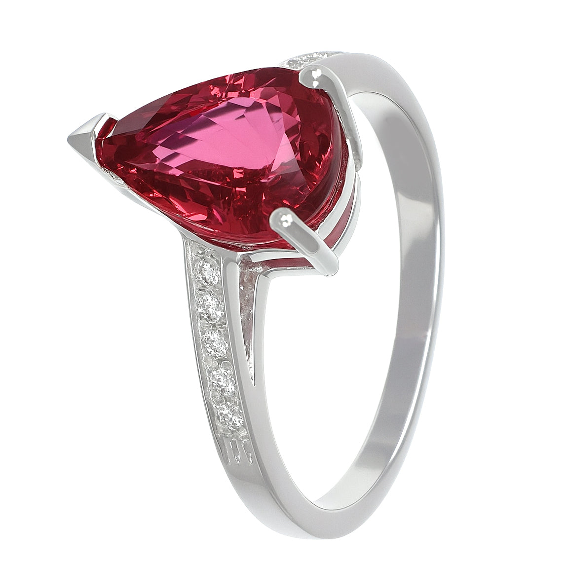 Anello - 18 carati Oro bianco - 2.68ct. tw. Tormalina - Diamante