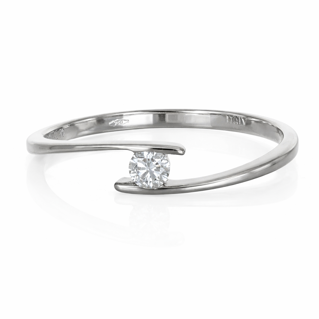 Anello - 18 carati Oro bianco - 0.10ct. tw. Diamante (Naturale)