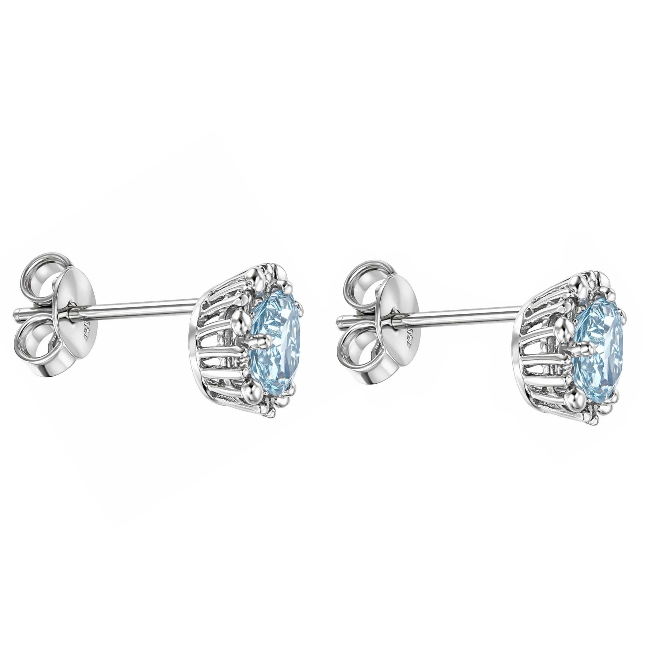 Orecchini - 18 carati Oro bianco - 0.74ct. tw. Acquamarina - Diamante
