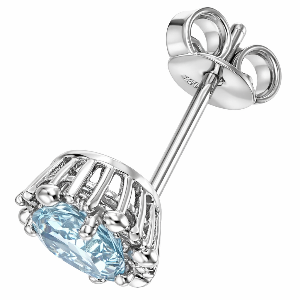Orecchini - 18 carati Oro bianco - 0.74ct. tw. Acquamarina - Diamante