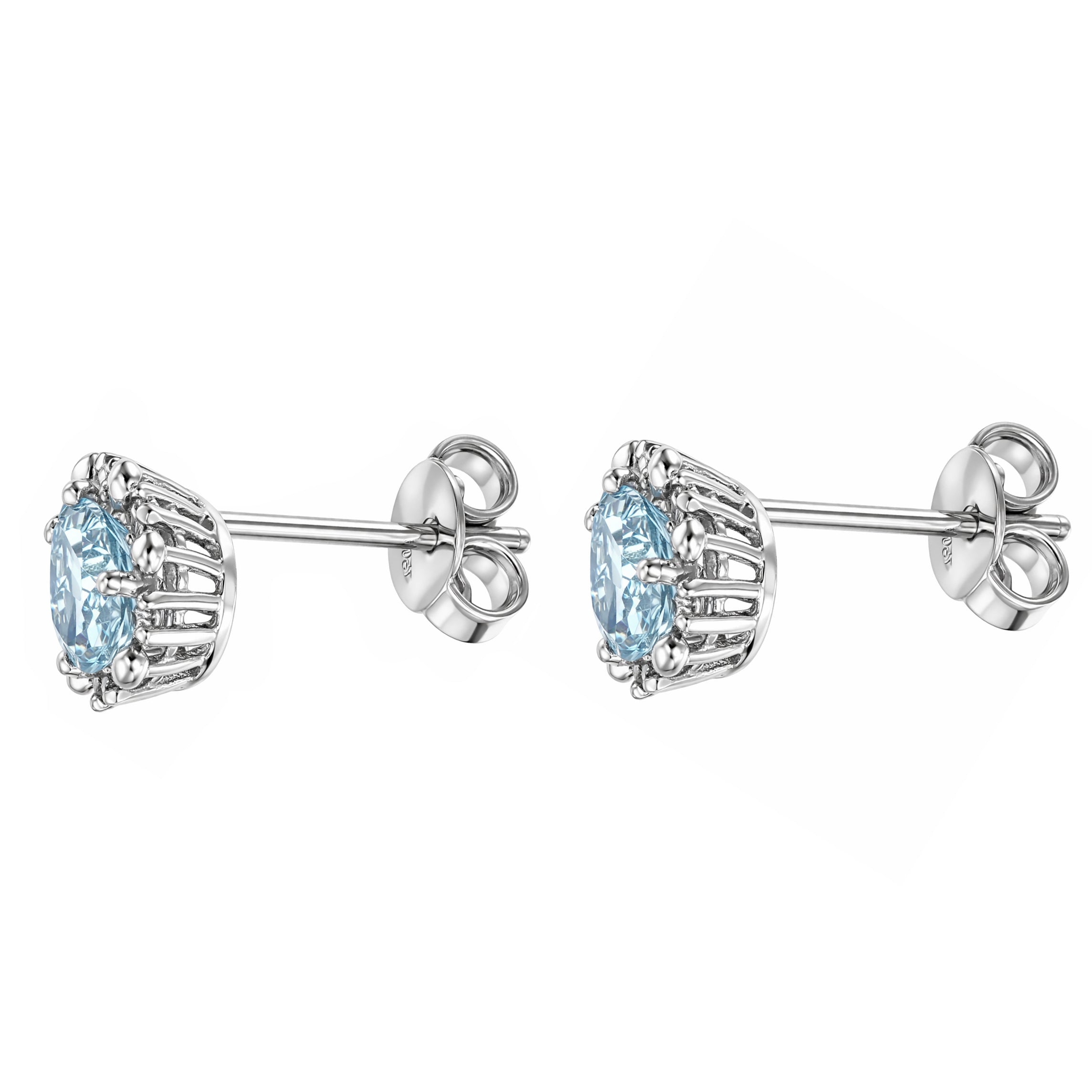 Orecchini - 18 carati Oro bianco - 0.74ct. tw. Acquamarina - Diamante