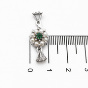 Chiusura per collana - 18 carati Oro bianco Perla - Smeraldo - Made in Italy - Handmade
