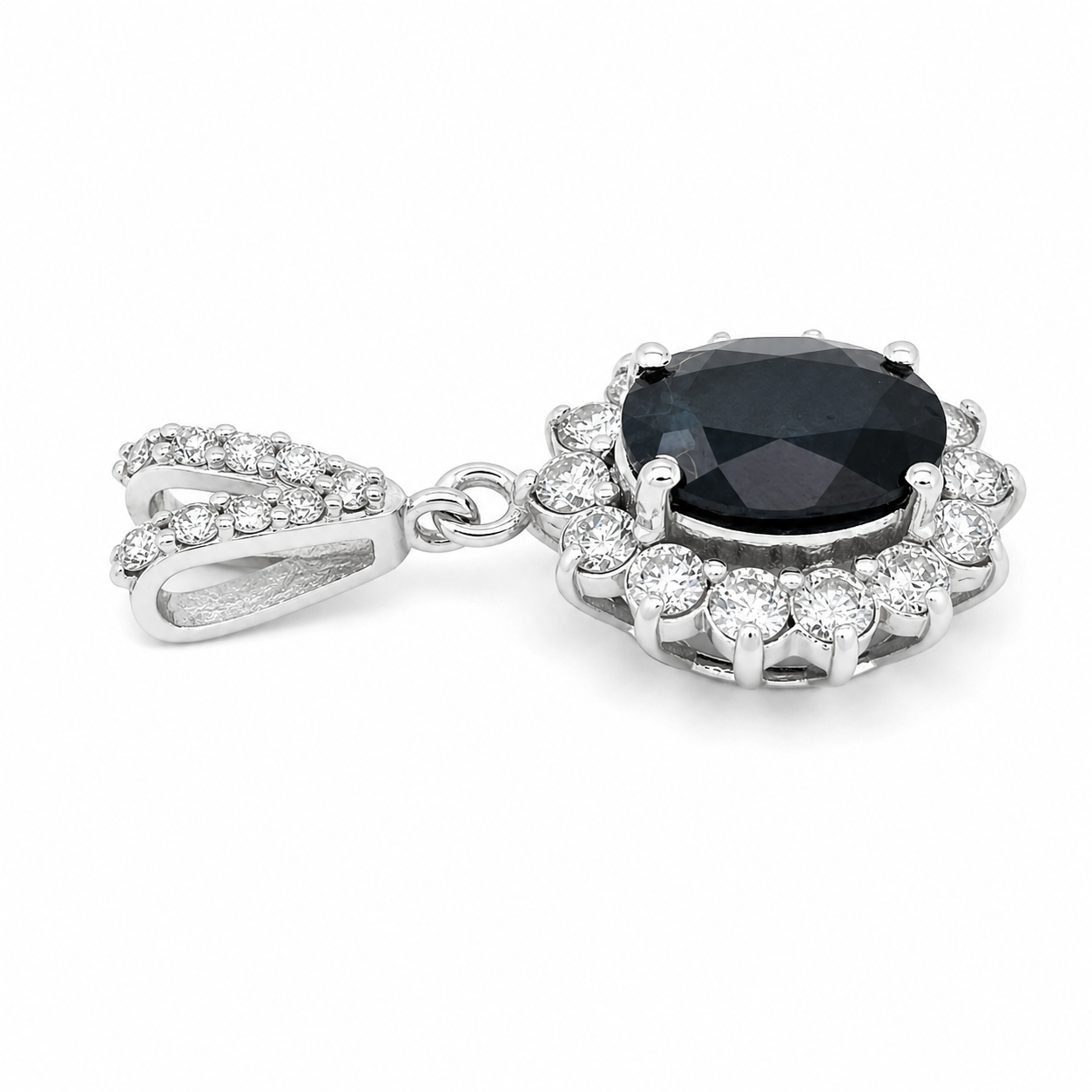 Ciondolo - 14 carati Oro bianco - 2.32ct. tw. Zaffiro - Diamante - Handmade - Made in Italy