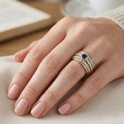 Anello - 18 carati Oro giallo, Oro bianco - 0.90ct. tw. Zaffiro - Diamante