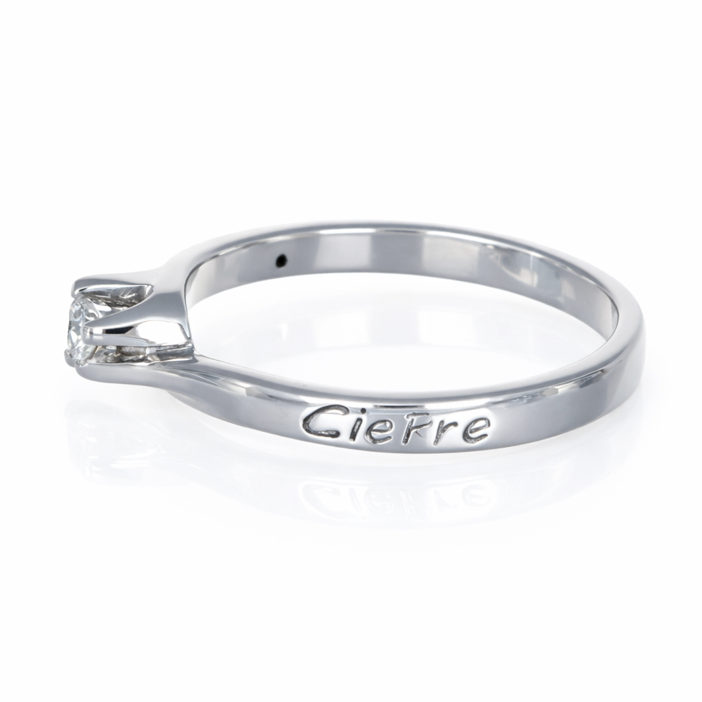 Anello - 18 carati Oro bianco - 0.08ct. tw. Diamante (Naturale)