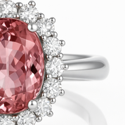 Anello - 18 carati Oro bianco - 2.89ct. tw. Tormalina - Diamante