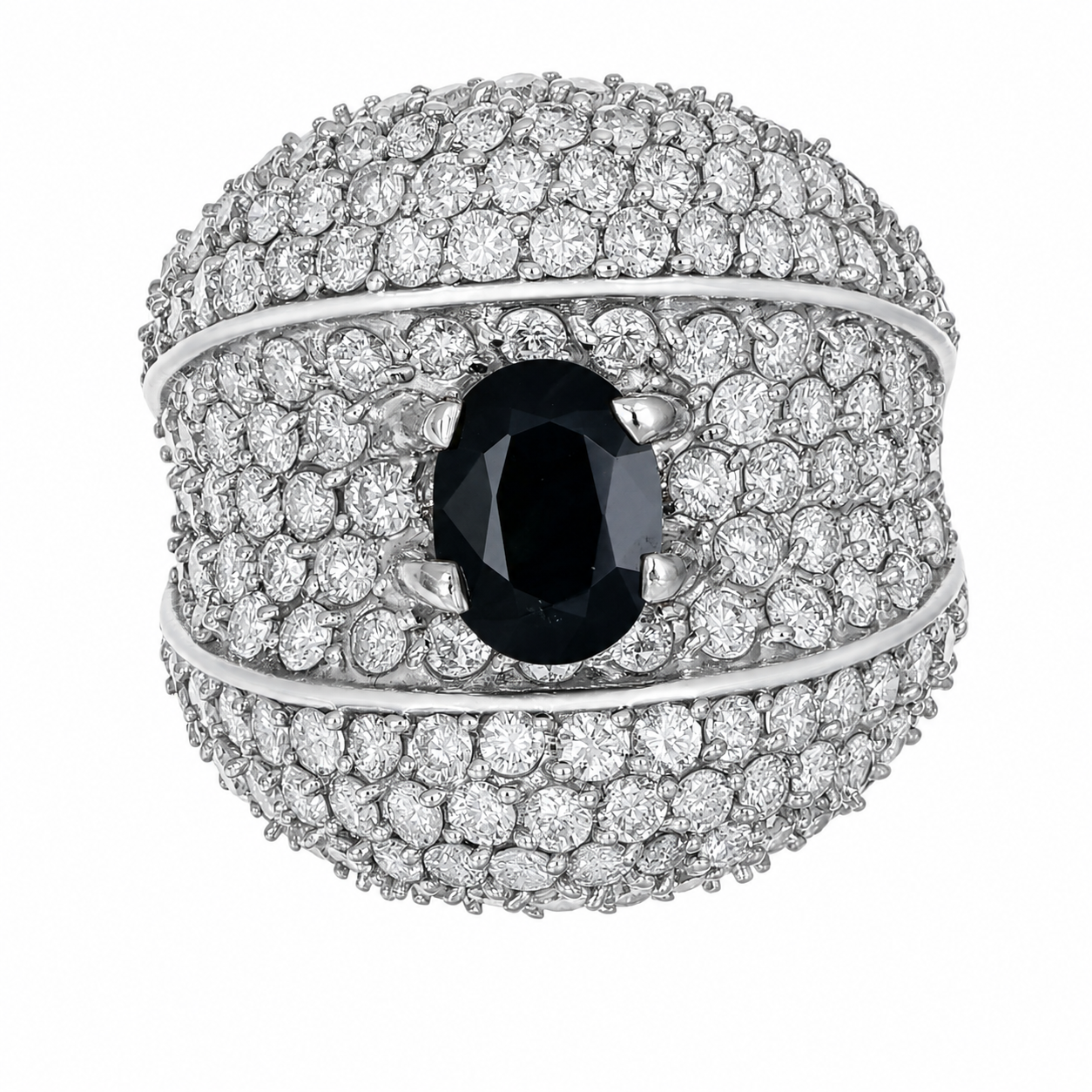 Anello - 18 carati Oro bianco - 4.30ct. tw. Zaffiro - Diamante - Made in Italy - Handmade