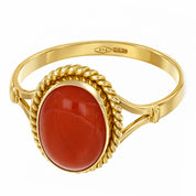 Anello - 18 carati Oro giallo Corallo - Corallo