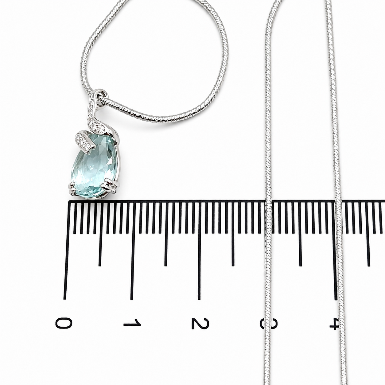 Collana con ciondolo - 18 carati Oro bianco - 2.59ct. tw. Acquamarina - Diamante - Made in Italy - Handmade