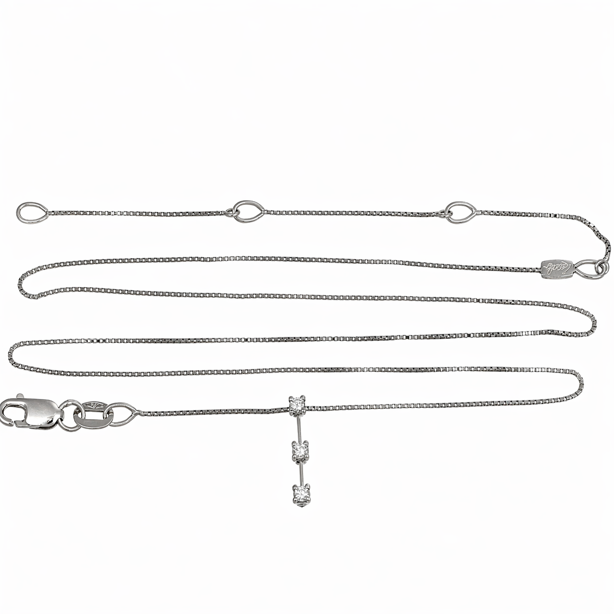 Collana con ciondolo - 18 carati Oro bianco - 0.06ct. tw. Diamante (Naturale)