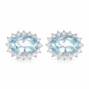 Orecchini - 18 carati Oro bianco - 10.80ct. tw. Acquamarina - Diamante
