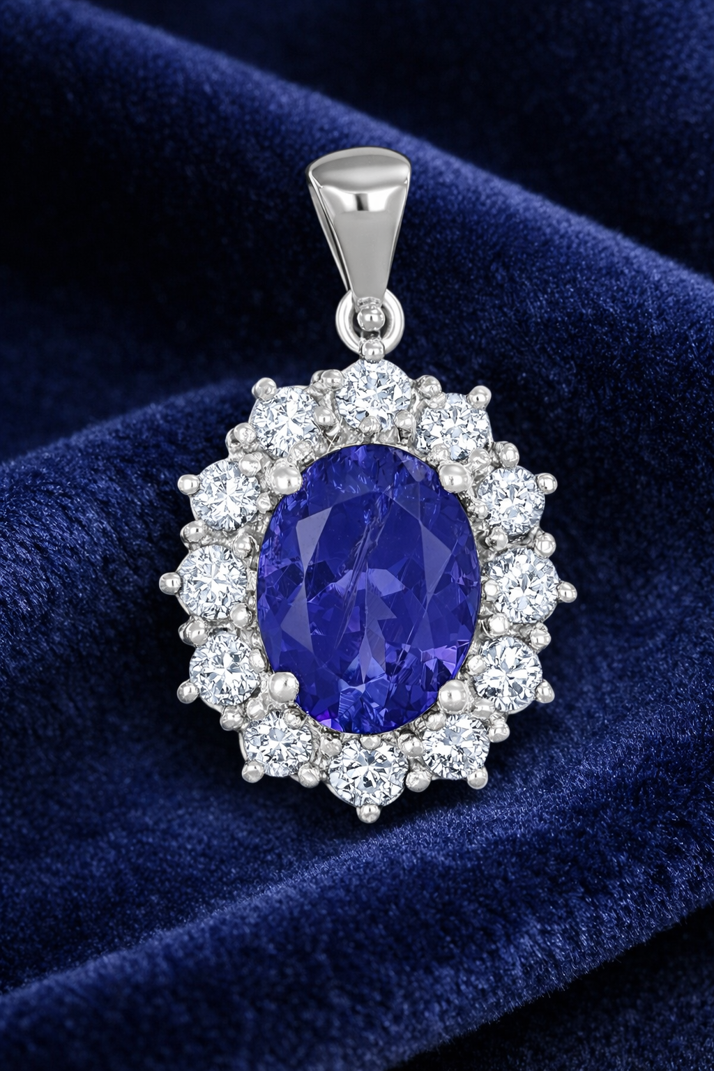 Ciondolo - 18 carati Oro bianco - 1.50ct. tw. Tanzanite - Diamante
