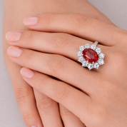 Anello - 18 carati Oro bianco - 3.30 ct. Tormalina - Diamante