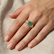 Anello - 18 carati Oro giallo, Oro bianco - 0.25ct. tw. Smeraldo