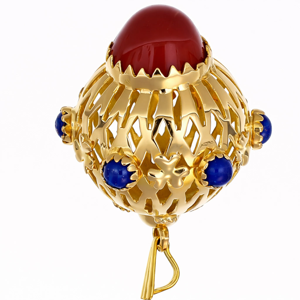 Ciondolo - 18 carati Oro giallo - 5.95ct. tw. Corallo - Lapislazzuli