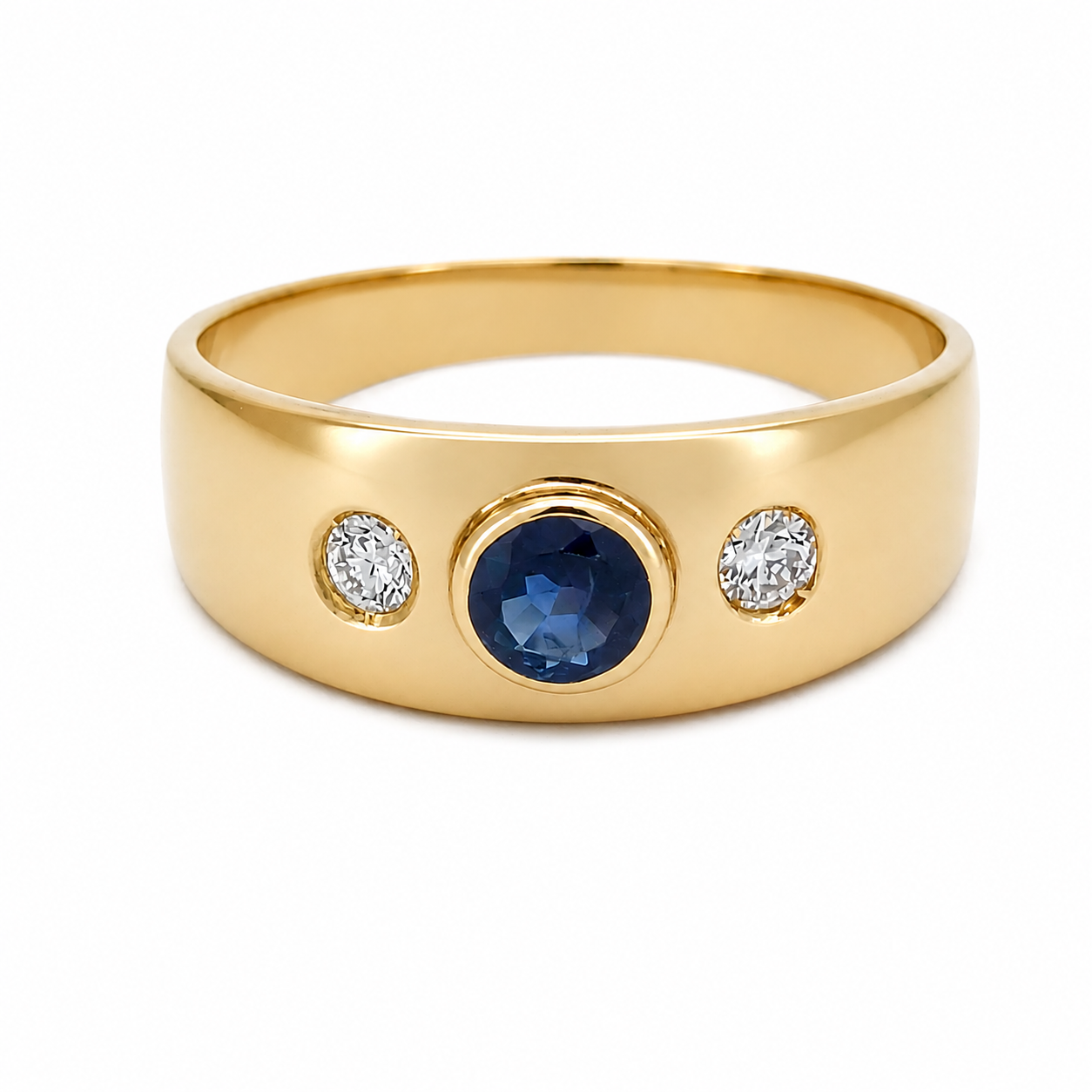 Anello - 18 carati Oro giallo - 0.43ct. tw. Zaffiro - Diamante - Made in Italy - Handmade