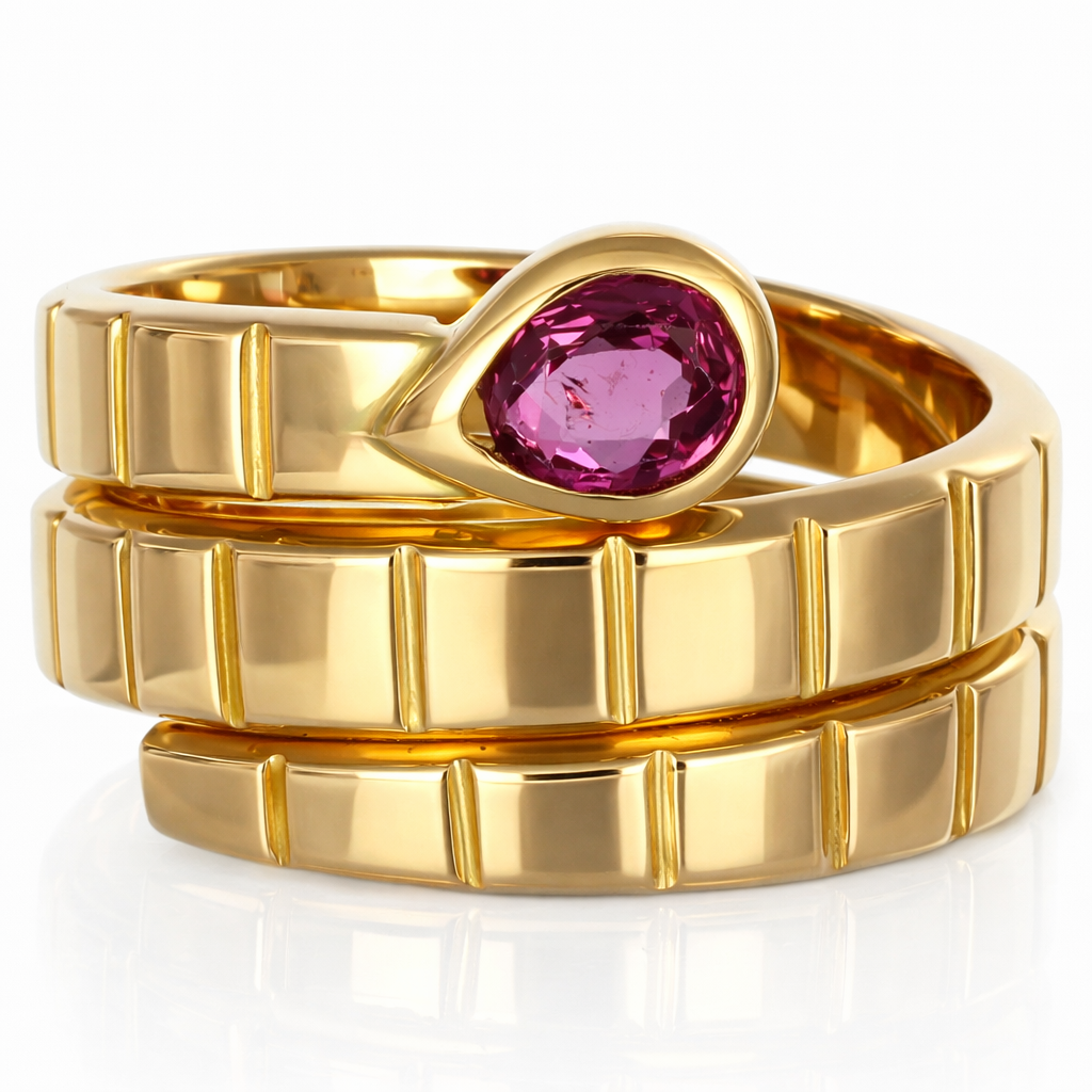 Anello - 18 carati Oro giallo - 0.60ct. tw. Rubino