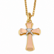 Collana con ciondolo - 18 carati Oro bianco, Oro giallo, Oro rosa - 0.02ct. tw. Diamante (Naturale) - Made in Italy - Handmade
