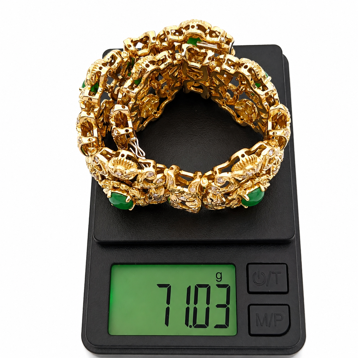 Bracciale - 18 carati Oro giallo - 7.50ct. tw. Giada - Diamante