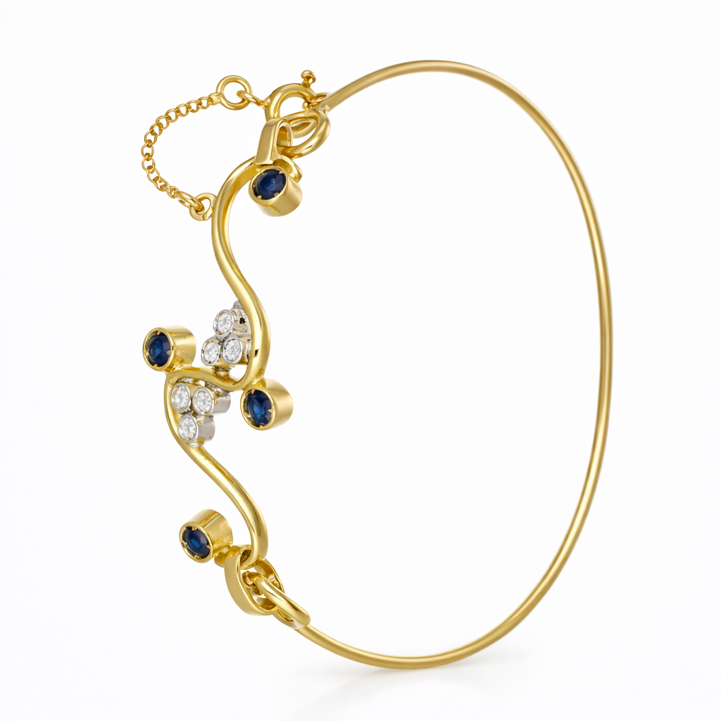 Bracciale - 18 carati Oro giallo, Oro bianco - 0.63ct. tw. Zaffiro - Diamante