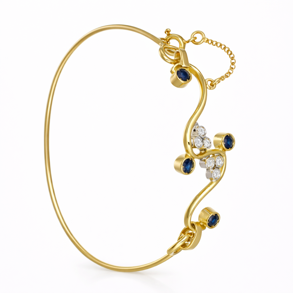 Bracciale - 18 carati Oro giallo, Oro bianco - 0.63ct. tw. Zaffiro - Diamante