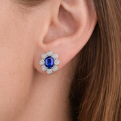 Orecchini - 18 carati Oro bianco - 2.16ct. tw. Zaffiro - Diamante