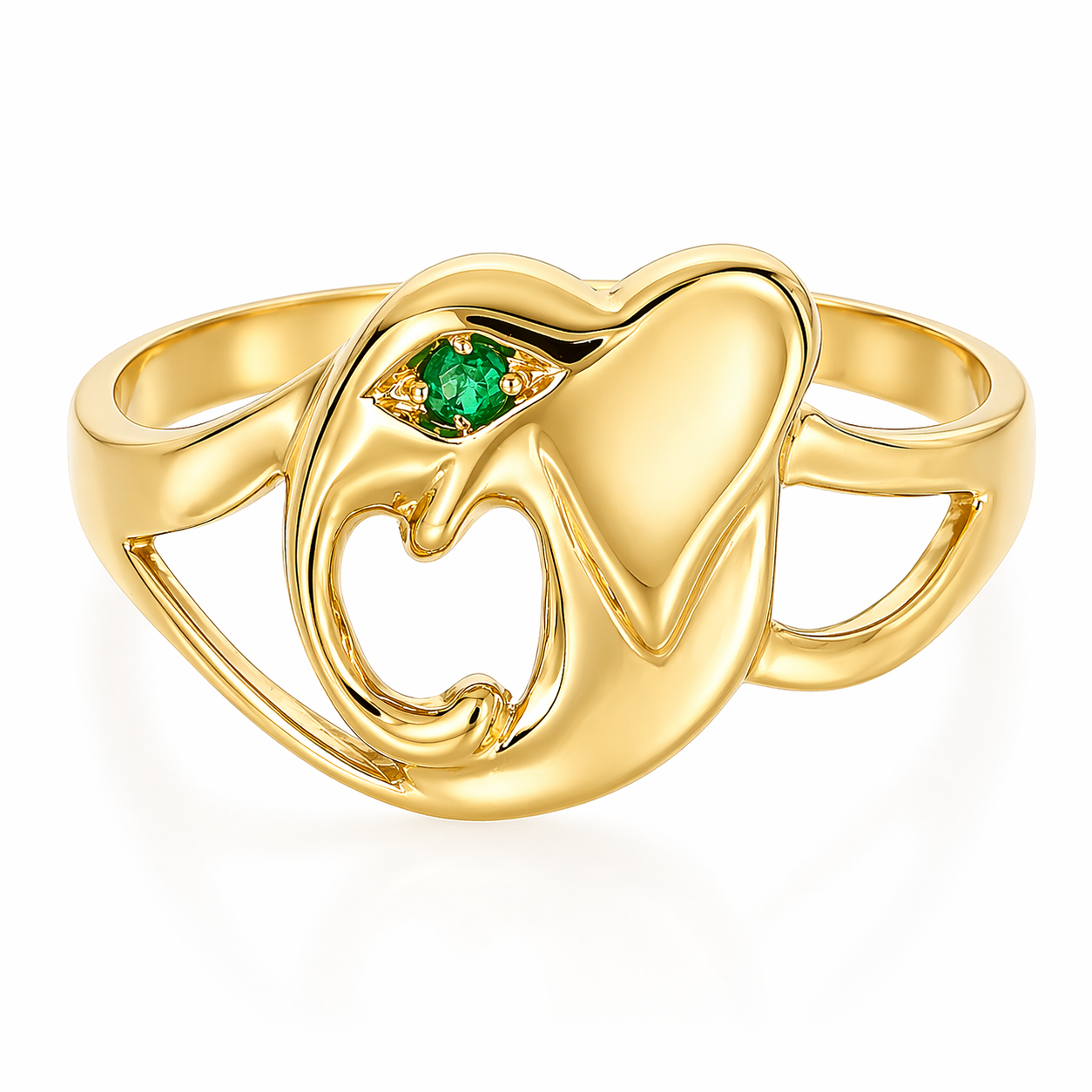 Anello - 18 carati Oro giallo - 0.02ct. tw. Smeraldo