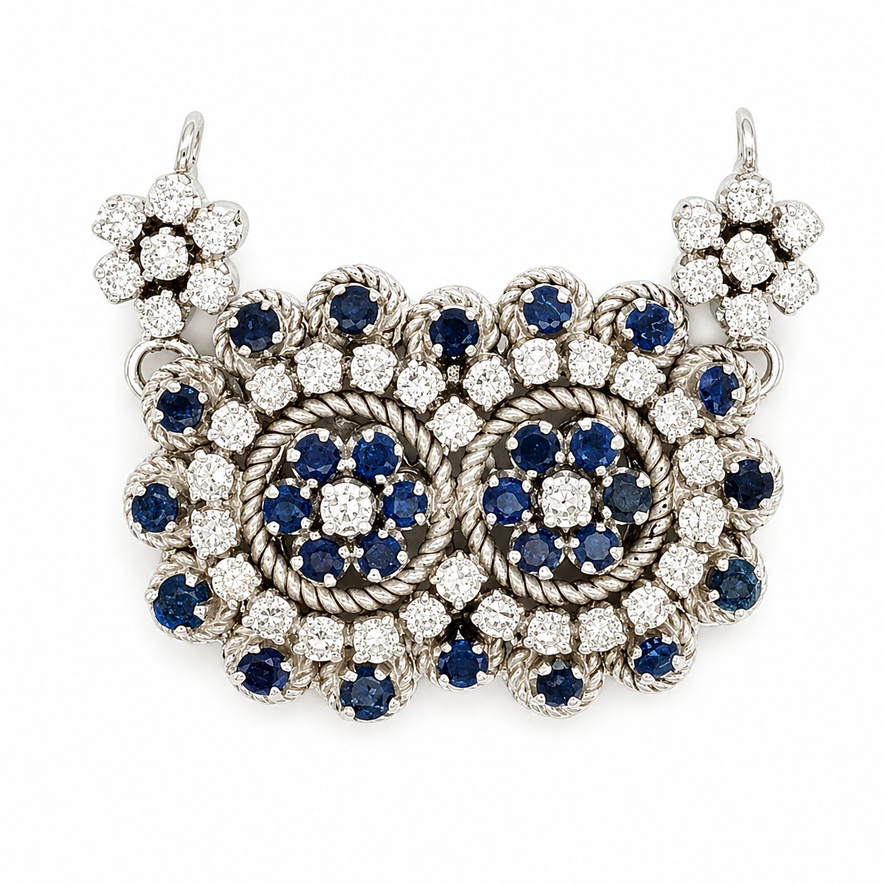 Chiusura per collana - 18 carati Oro bianco - 2.10ct. tw. Zaffiro - Diamante - Made in Italy - Handmade