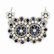 Chiusura per collana - 18 carati Oro bianco - 2.10ct. tw. Zaffiro - Diamante - Made in Italy - Handmade