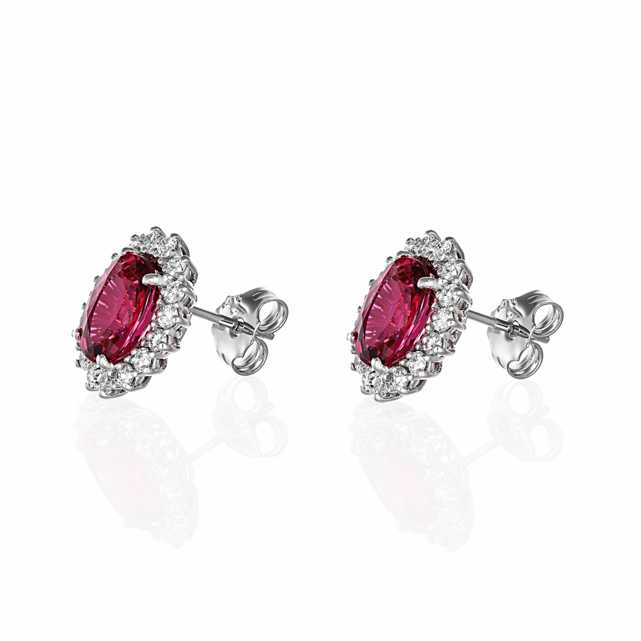 Orecchini - 18 carati Oro bianco - 4.61ct. tw. Tormalina - Diamante
