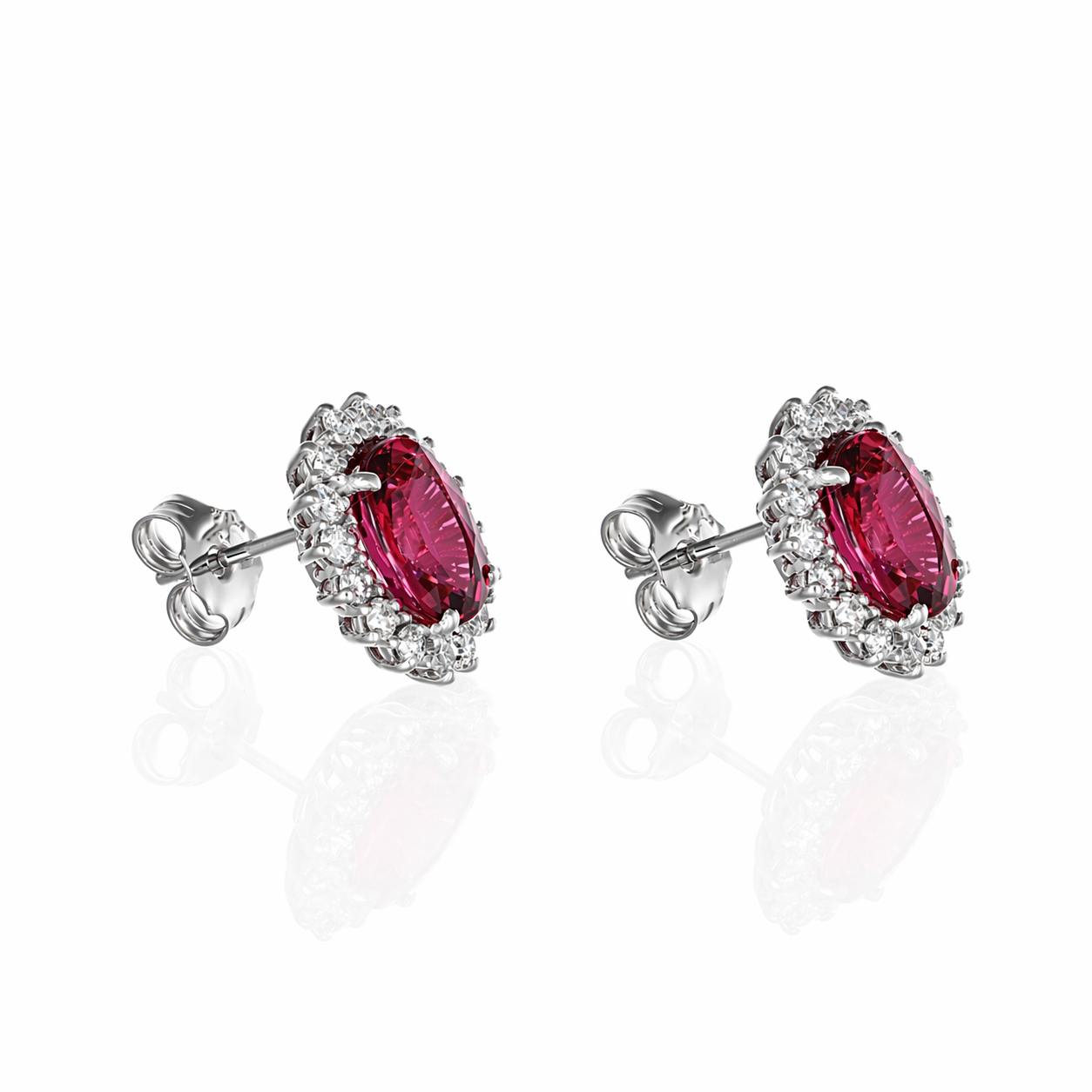 Orecchini - 18 carati Oro bianco - 4.61ct. tw. Tormalina - Diamante