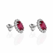 Orecchini - 18 carati Oro bianco - 4.61ct. tw. Tormalina - Diamante