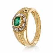 Anello - 18 carati Oro giallo, Oro bianco - 0.62ct. tw. Smeraldo - Diamante