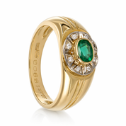 Anello - 18 carati Oro giallo, Oro bianco - 0.62ct. tw. Smeraldo - Diamante