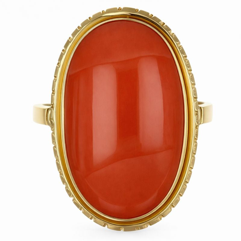 Anello - 18 carati Oro giallo Corallo