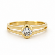 Anello - 18 carati Oro giallo - 0.23ct. tw. Diamante (Naturale) - Made in Italy - Handmade