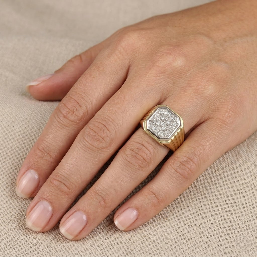 Anello - 18 carati Oro bianco, Oro giallo - 0.21ct. tw. Diamante (Naturale) - Made in Italy - Handmade