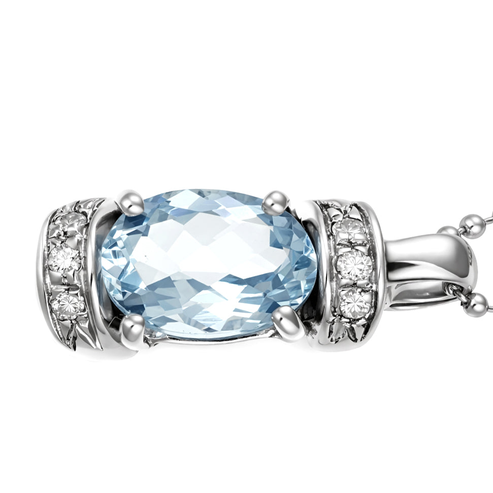 Collana - 18 carati Oro bianco - 1.09ct. tw. Acquamarina - Diamante