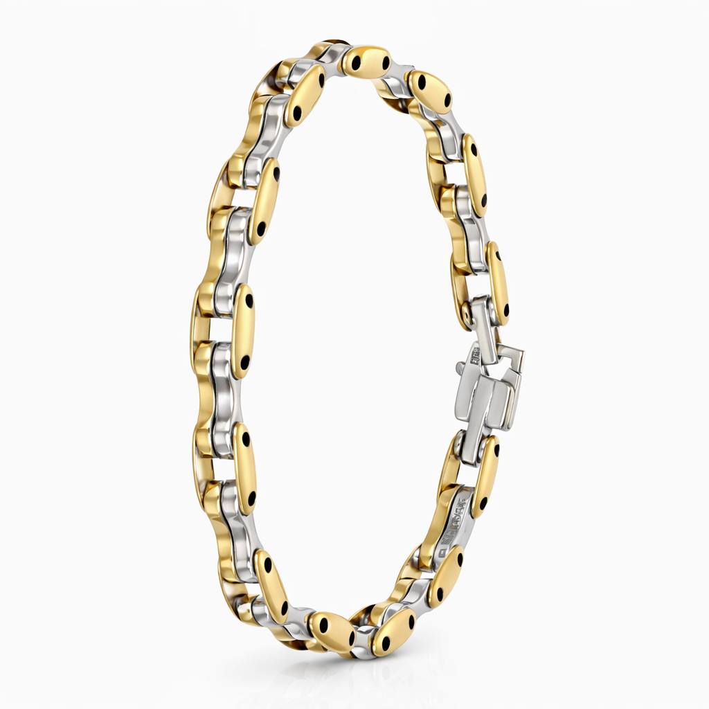 Bracciale unisex in oro giallo e oro bianco 18 carati